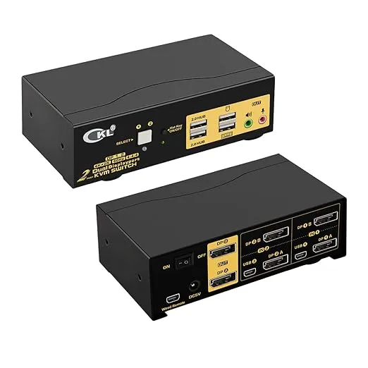 CKL 4K KVM Switch Dual Monitor for 2 Computers 2 Monitors (HDMI+ HDMI 4K@30Hz)