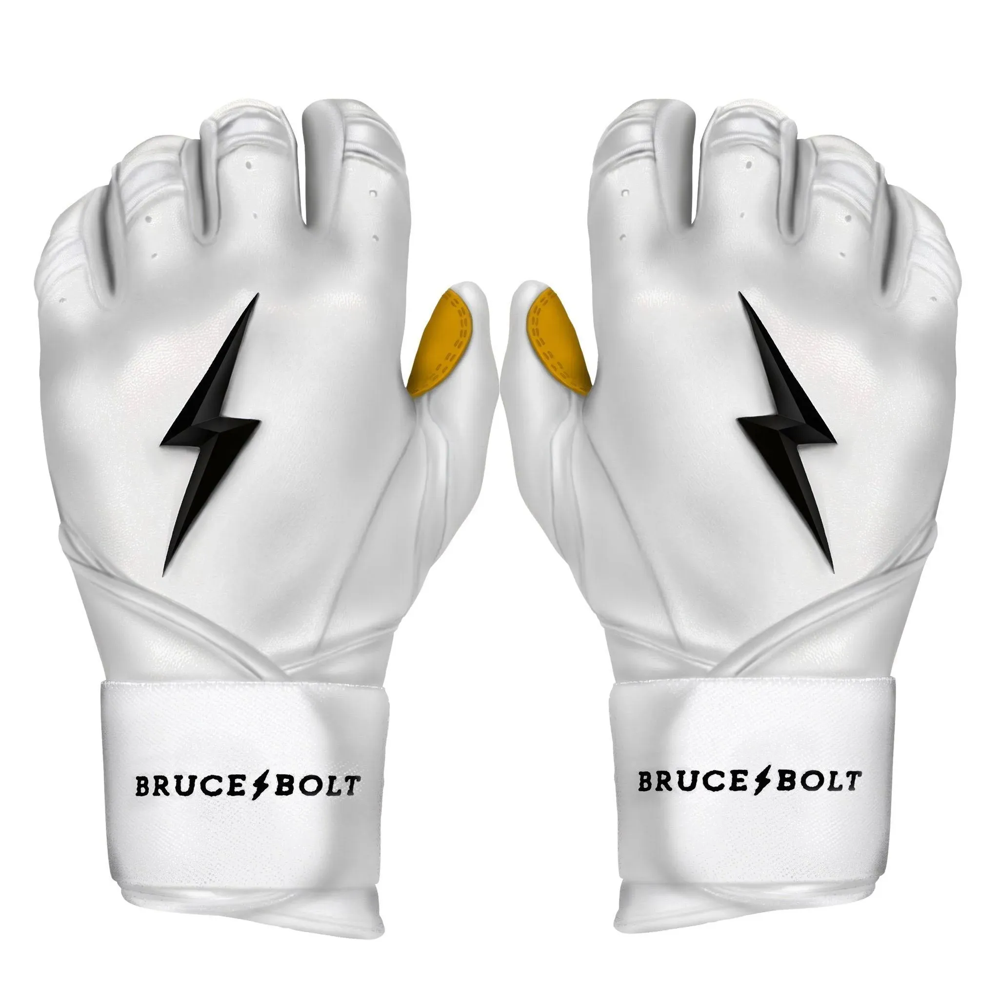 Bruce Bolt Premium Pro Long Cuff Batting Gloves White - L