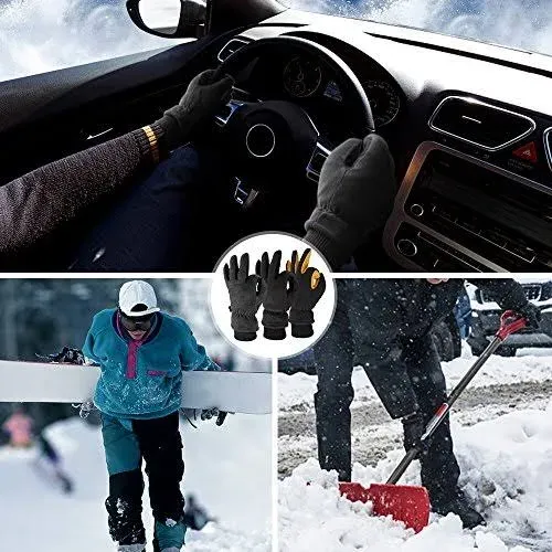 OZERO Men & Women Winter Gloves -30°F Deerskin Leather Water-resistant Windproof Cold Weather Glove for Driving Hiking