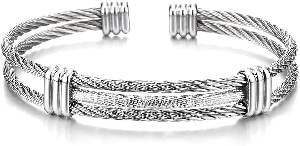 Stainless Steel Adjustable Bangle Bracelet