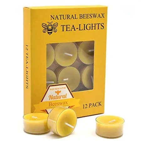 Telosma 12pcs Natural Beeswax Tealight Candles