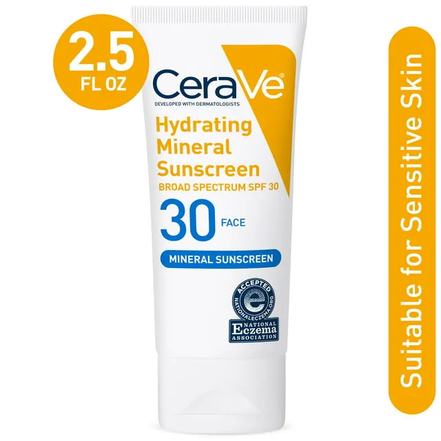 CeraVe Hydrating Mineral Face Sunscreen Lotion – SPF 30 - 2.5oz