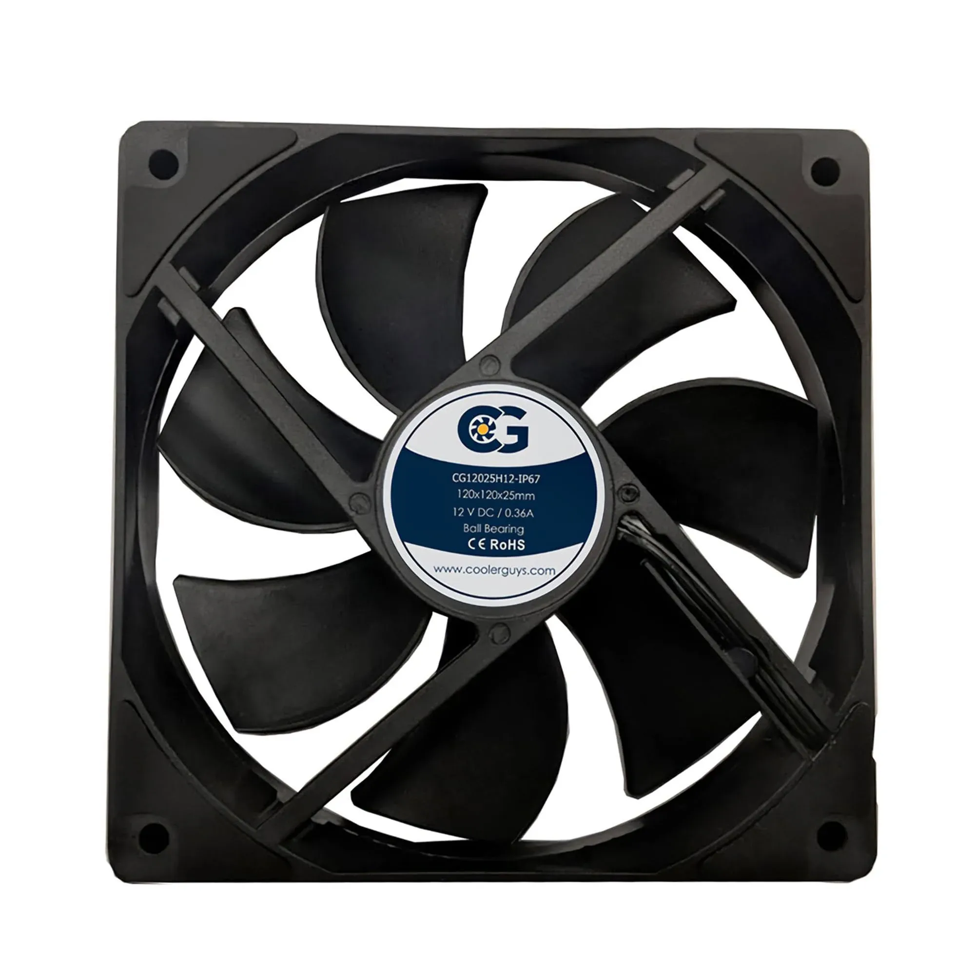 Coolerguys 120mm (120x120x25) High Airflow Waterproof IP67 12V Fan