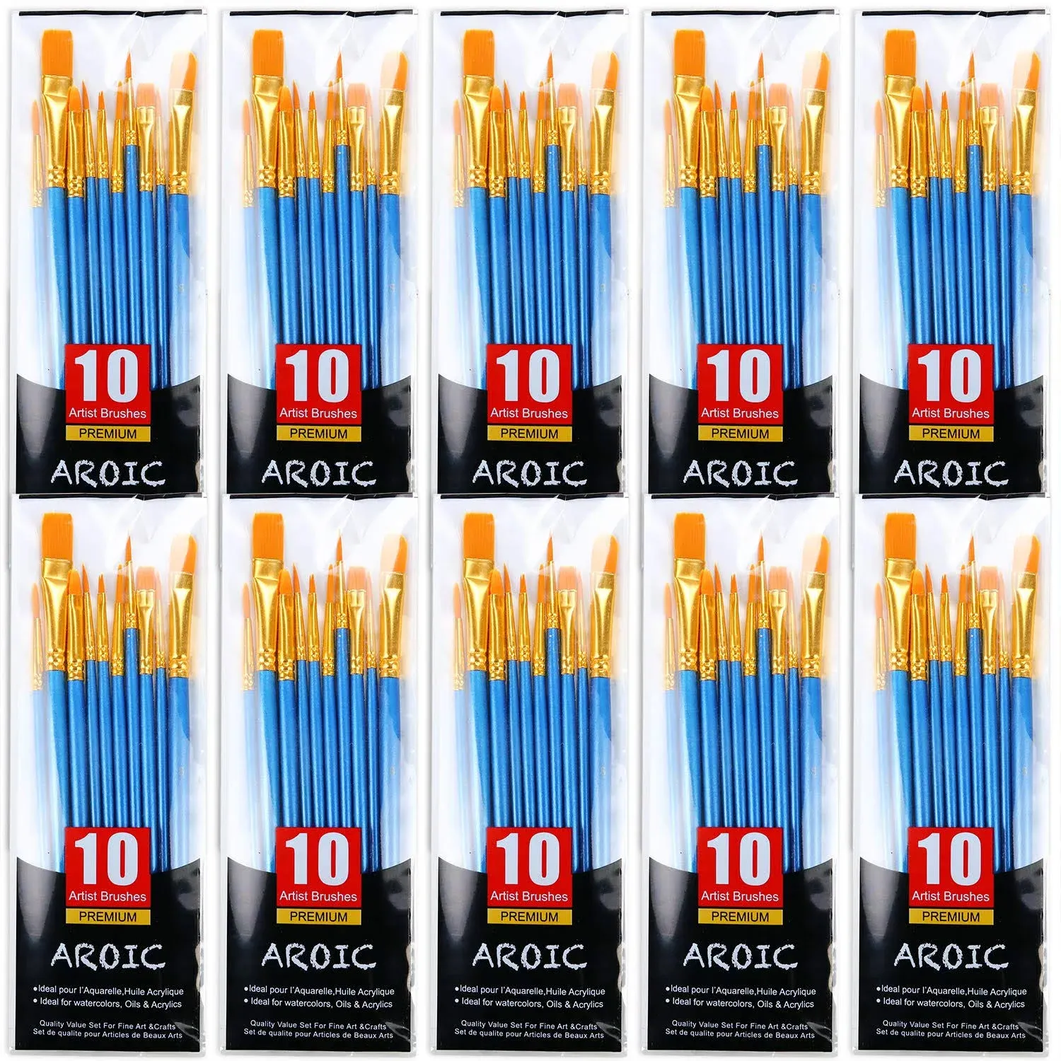 Paint Brushes, 10 Pack 100 Pcs Acrylic Paint Brushes Artist Paint Brushes for Oi