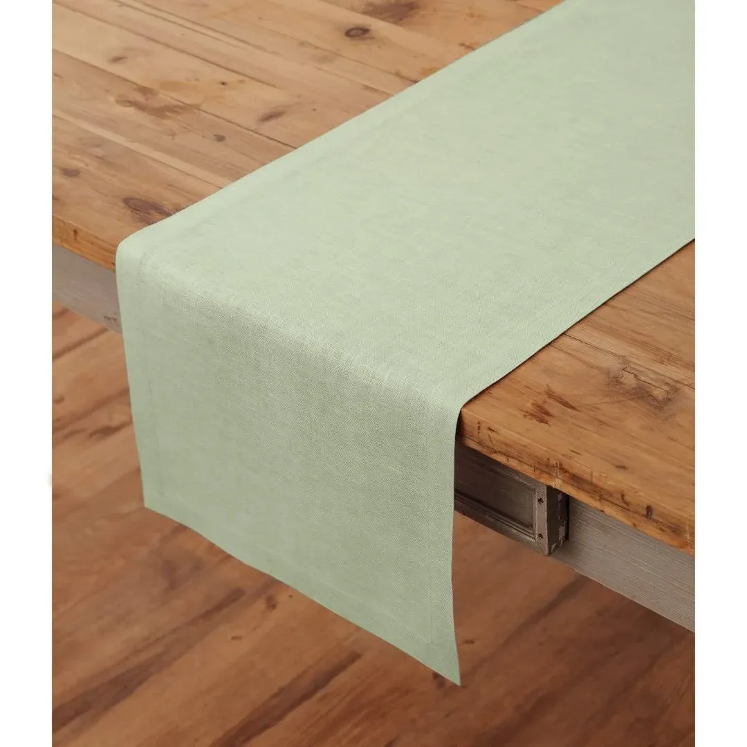 Solino Home Sage Green Linen Table Runner 72 Inches Long – 100% Pure Linen 14 x ...