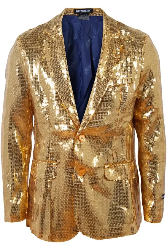 Suitmeister Men's Sequins Gold Blazer, Large