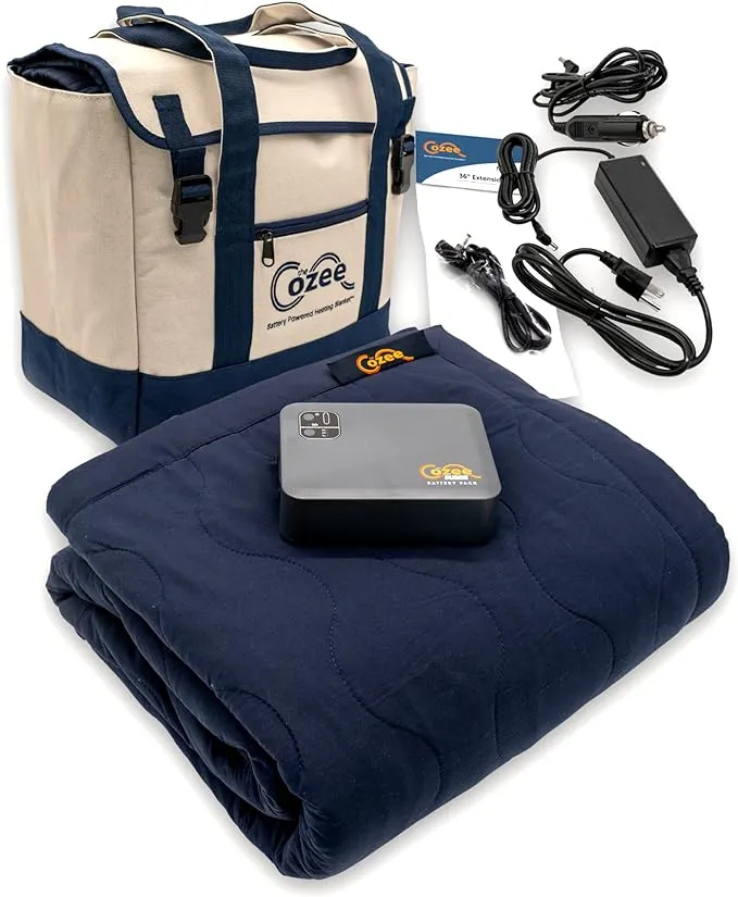 Cozee Electric Blanket Surge Battery Operated Throw Blanket Plus Tote