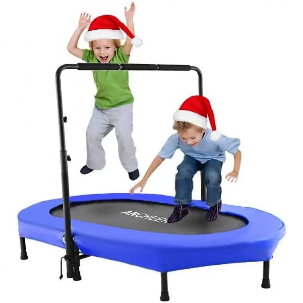 Foldable Trampoline, Mini Rebounder Trampoline with Adjustable Handle, Exercise 