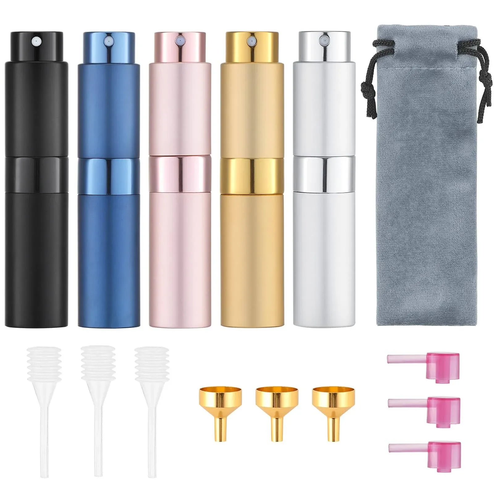 Tekson 5pcs 8ml Travel Perfume Atomizer Refillable, Mini Cologne Spray Bottle ...