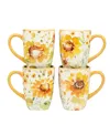 Certified International Sunflowers Forever 14 oz. Mugs, Set of 4