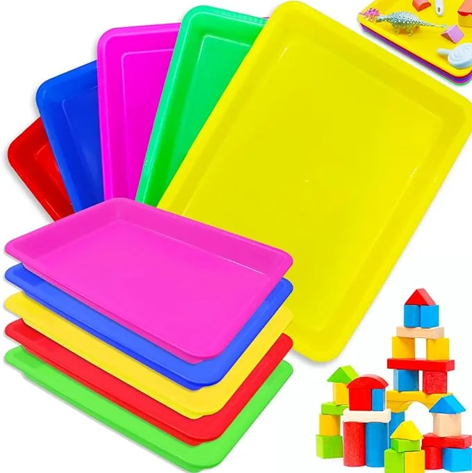 10 Pcs Plastic Art Trays Multicolor Activity Tray Organizer Serving Tray for Crafts DIY Projects Painting Beads Organizing Supply