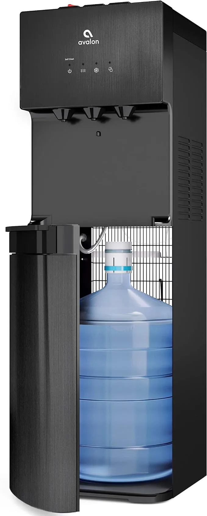 Self-Cleaning Water Cooler Water Dispenser - 3 Temperature Settings Black Stainless Steel