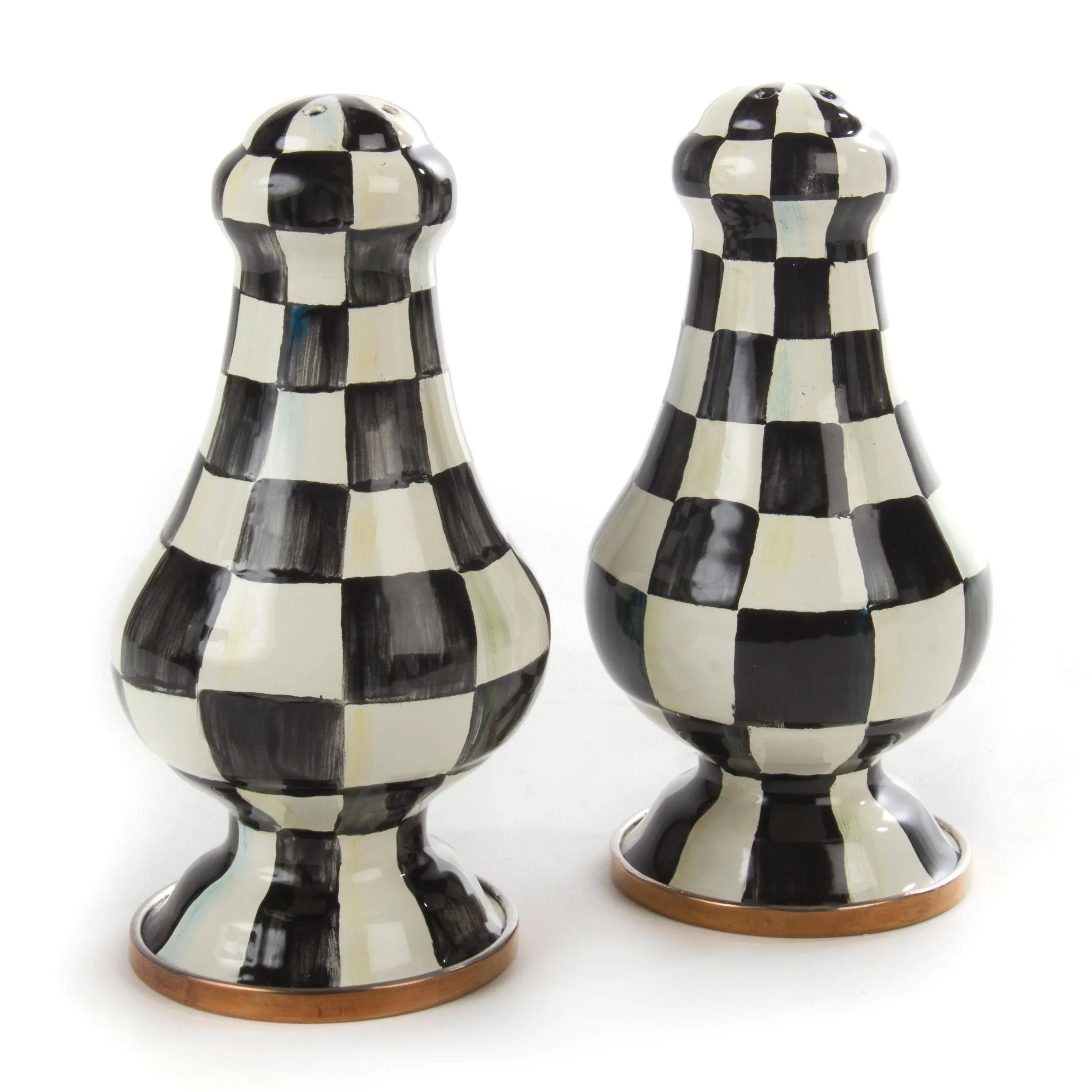 MacKenzie-Childs Courtly Check Enamel Large Salt & Pepper Shakers Set