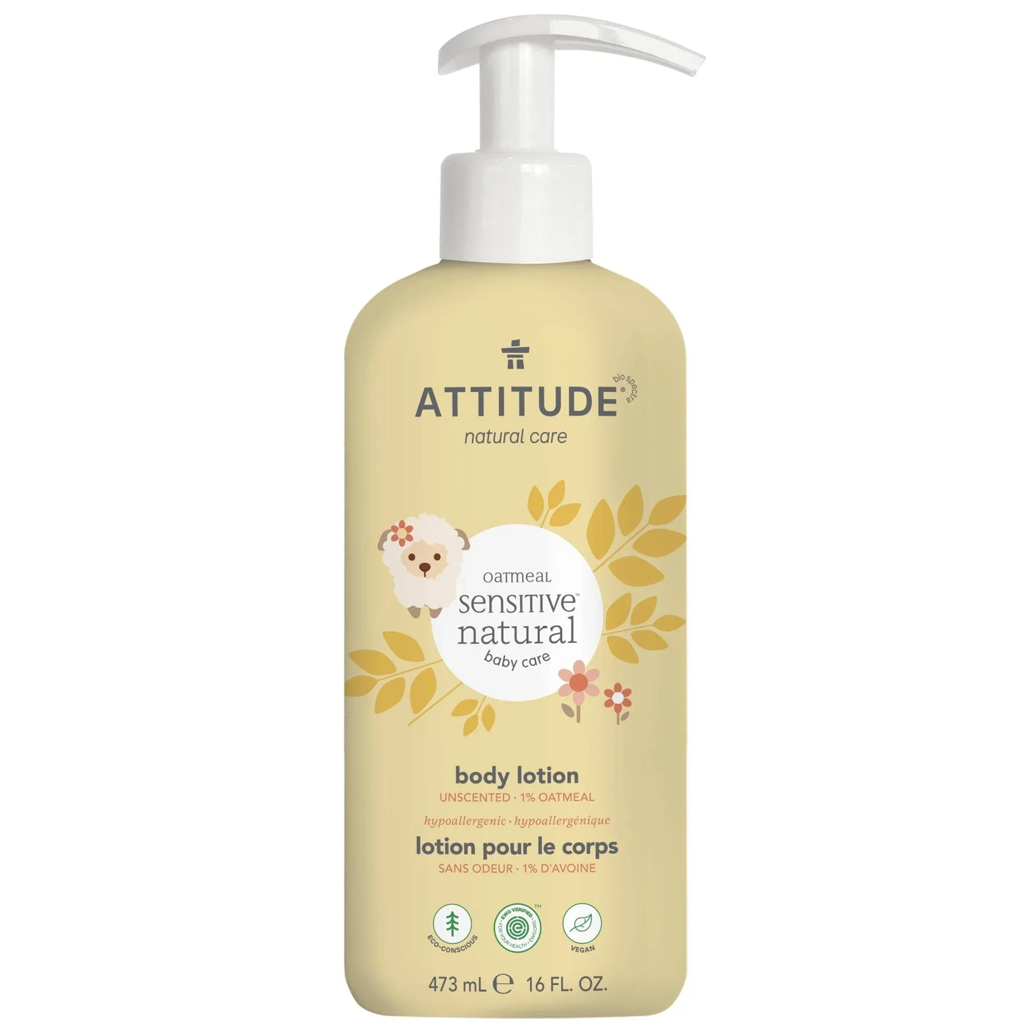 Attitude, Oatmeal Sensitive Natural, Body Lotion, Unscented