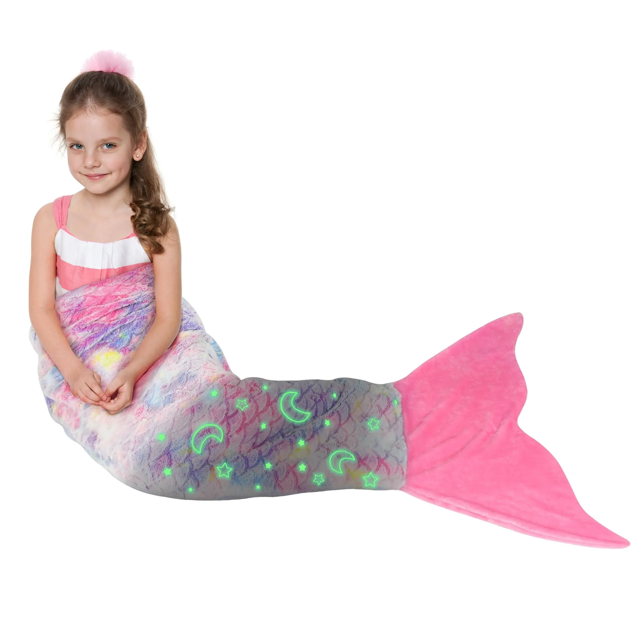 Catalonia Mermaid Tail Blanket for Girls, Glow in The Dark Mermaid Sleeping Bag ...