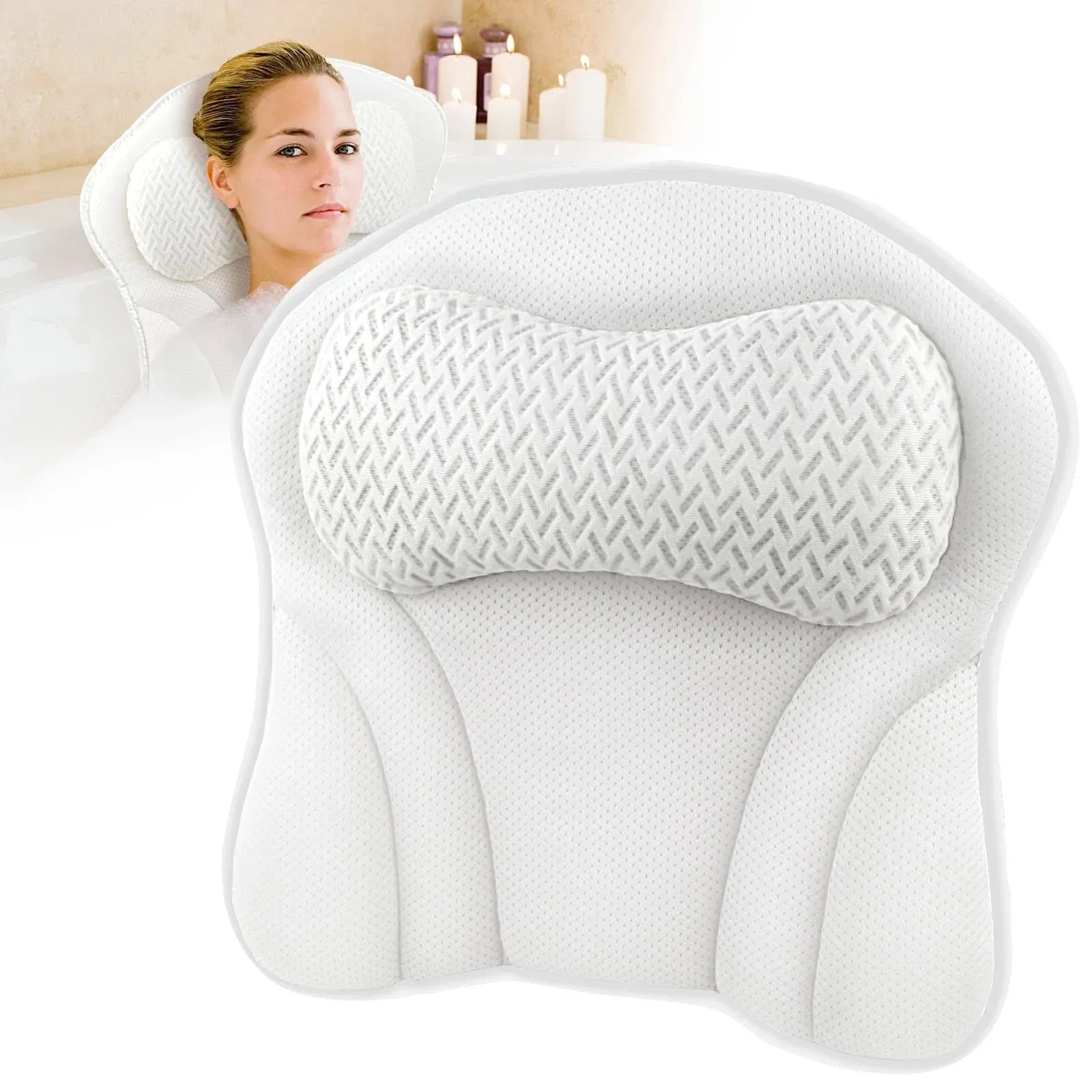 CAYCOIN Bath Pillow for Tub Comfort Bathtub Pillow, Ergonomic Bath Pillows for ...