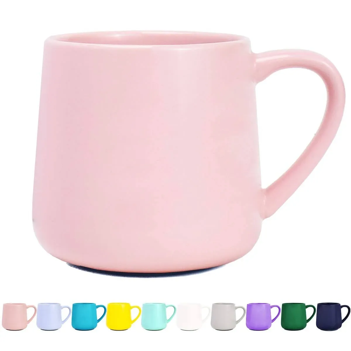 Bosmarlin Large Glossy Ceramic Coffee Mug, Pink Tea Cup for Office and Home, 18 oz, Suitable for Dishwasher and Microwave, 1 Pack (Pink)