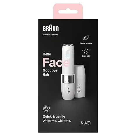 Braun Mini Hair Remover, Electric Facial Hair Removal for Women, Quick & Gentle, Finishing Touch for Upper Lips, Chin & Cheeks, for Easier Makeup Application, Ideal for On-The-Go, with SmartlightBraun Mini Hair Remover, Electric Facial Hair Removal for W