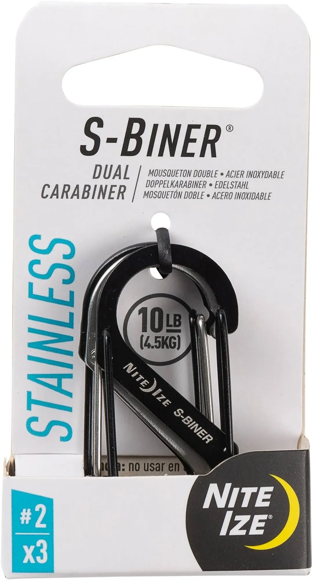 Nite Ize S-Biner Dual Carabiner #2 Stainless Steel 3-Pack