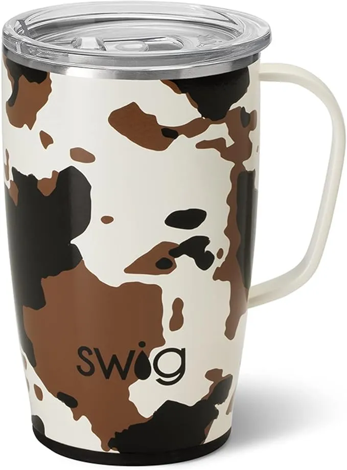 Swig 18oz Travel Mug, Insulated Tumbler with Handle and Lid, Cup Holder Friendly, Dishwasher Safe, Stainless Steel Insulated Coffee Mug with Lid and Handle (Hayride)