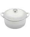 Natural Canvas Cast Iron 4.25 Qt. Round Covered Casserole In Cream