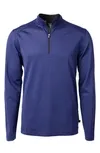 Cutter & Buck Virtue Eco Pique Micro Stripe Recycled Mens Big & Tall Quarter Zip, Tour Blue/Black