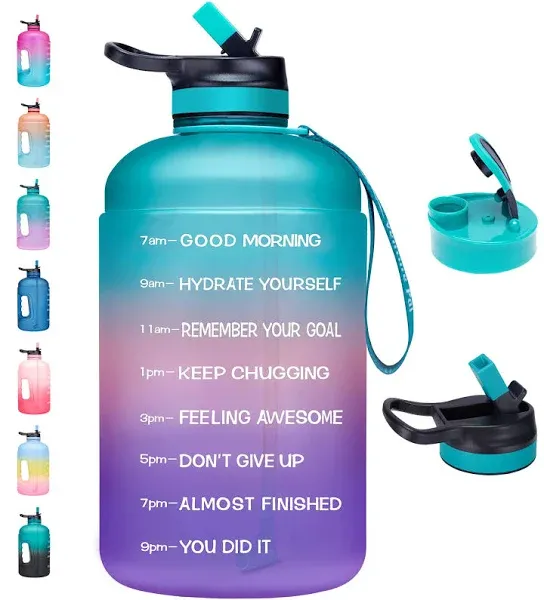 Venture Pal Large 64 oz/Half Gallon Motivational Water Bottle with 2 Lids, T1