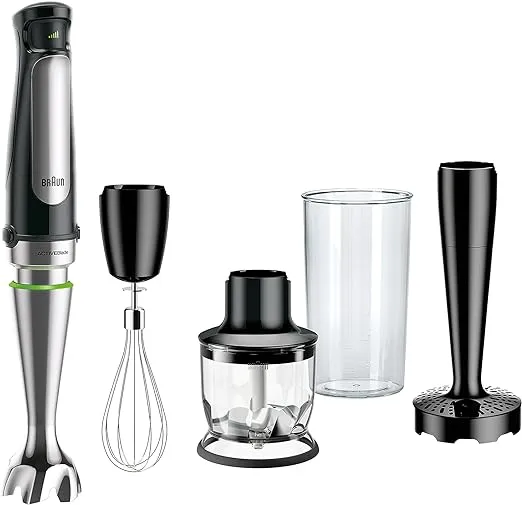 Braun Multi Quick Immersion Hand Blender +1.5-Cup Food Processor, Whisk, Beaker, Masher, MQ7027