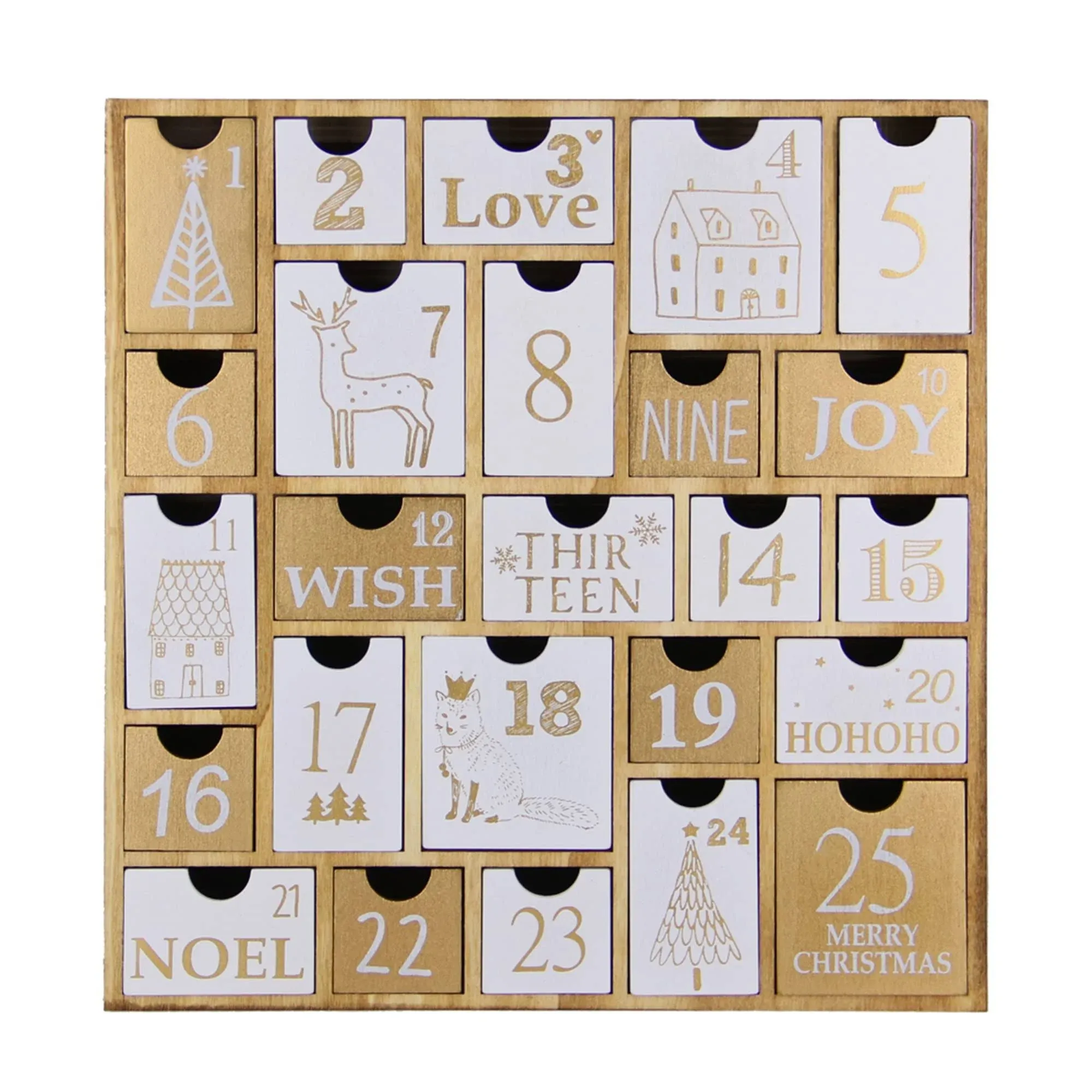 Juegoal Advent Calendar with 25 Drawers Countdown to Christmas, Refillable Woode