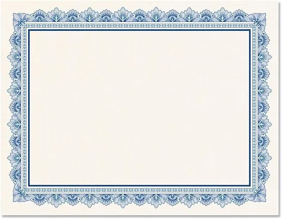 Intricate Blue & White Parchment Certificate Papers - Pack of 25, Laser & Inkjet Printer Compatible, for Office, Business Awards, Graduation, School