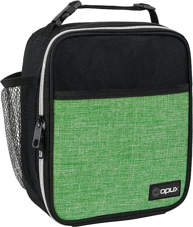 OPUX Premium Insulated Lunch Box, Soft School Lunch Bag for Kids Boys Girls, Leakproof Small Lunch Pail Men Women Work, Reusable Compact Cooler Tote Lunchbox for Office Adult, Heather Green