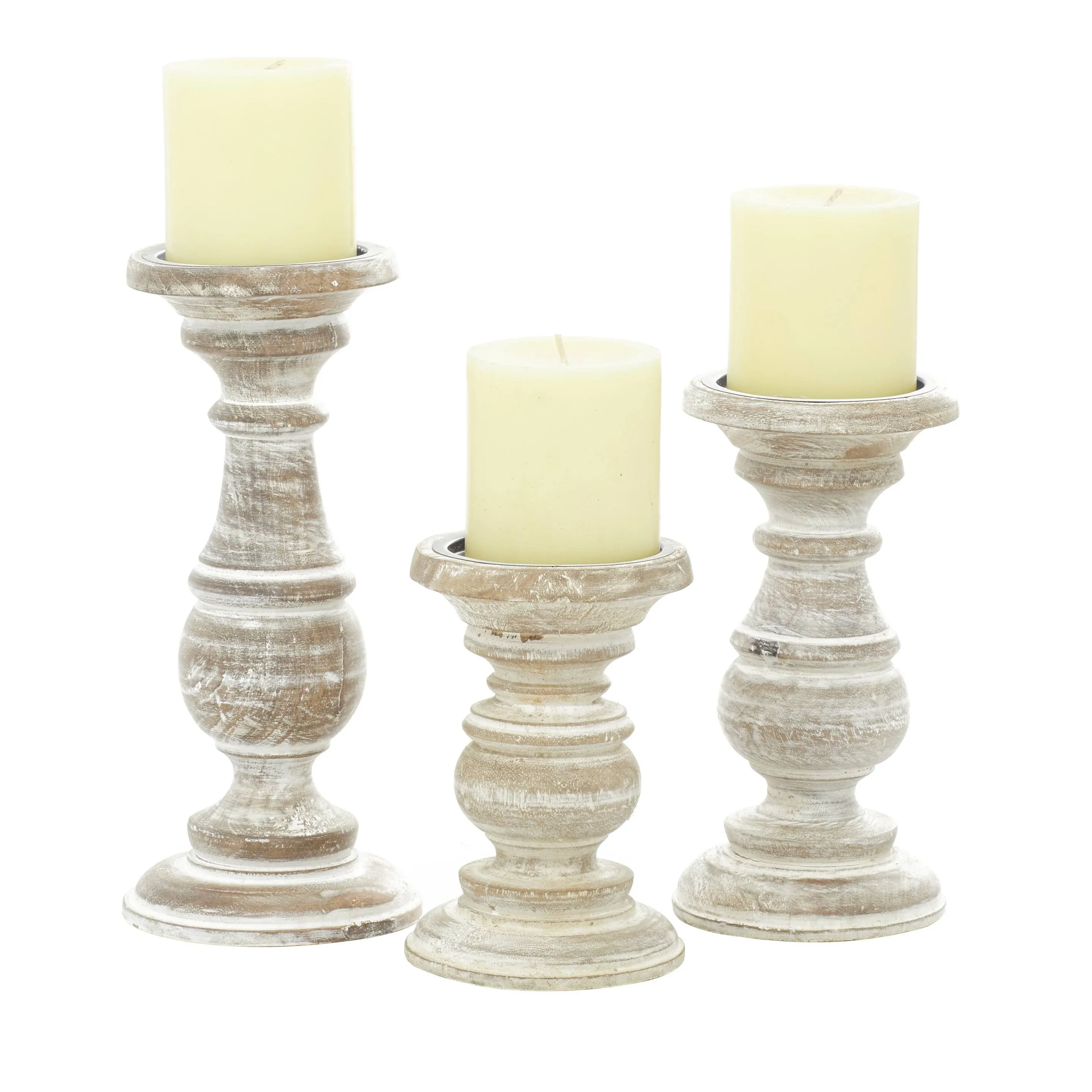 Grayson Lane 3 Candle Wood Pillar Candle Holder