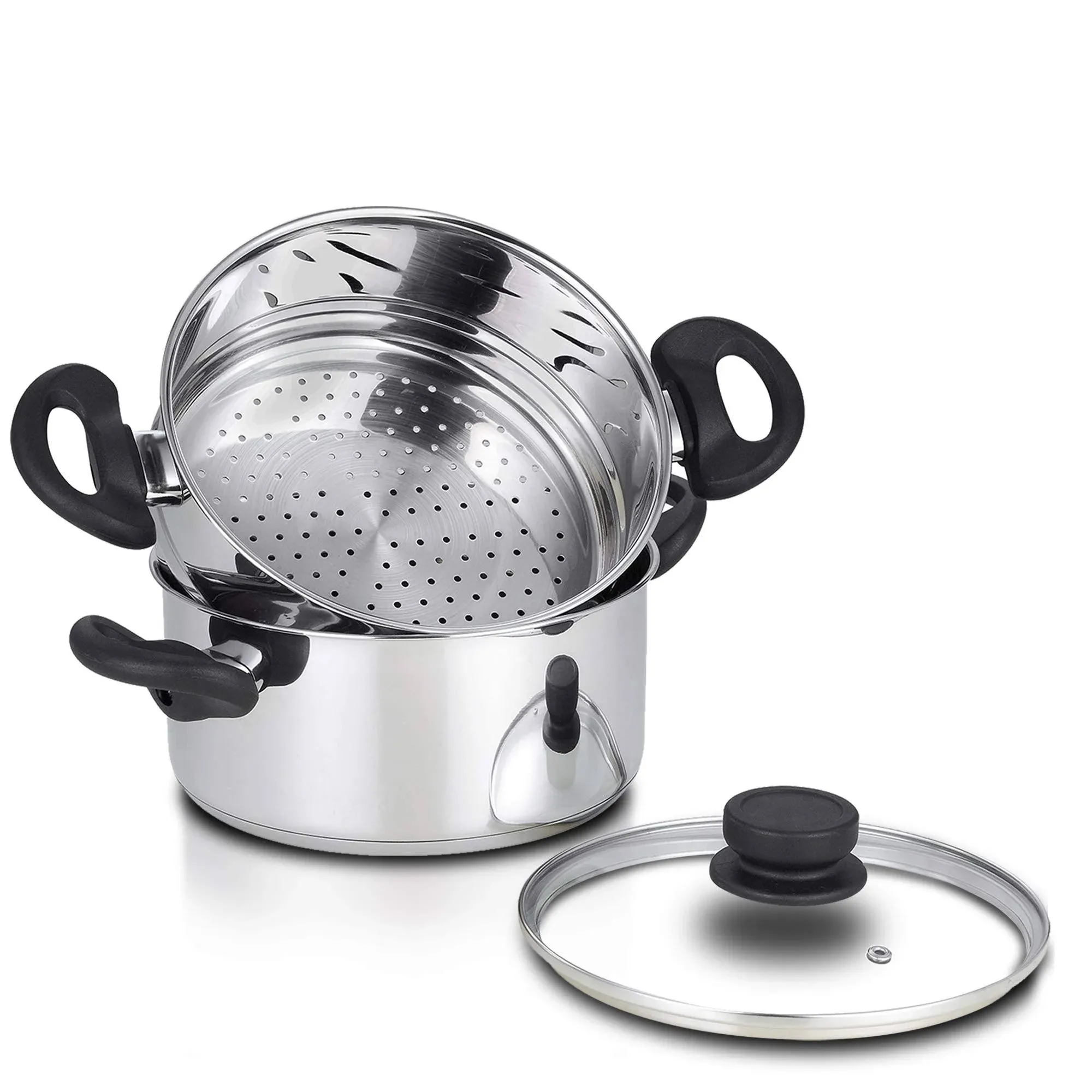 Stainless Steel 3 Quart Steamer Pot with 2 Quart Steamer Insert plus Vented Lid 