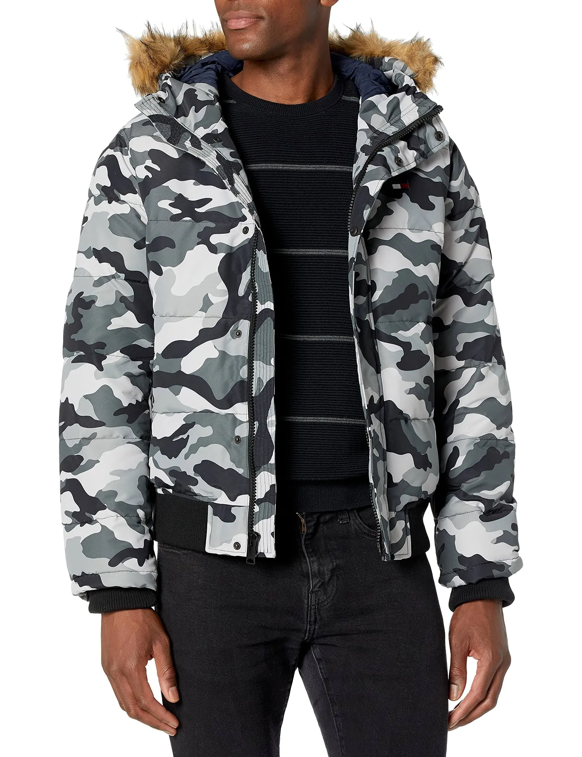 Tommy Hilfiger Men's Arctic Cloth Quilted Snorkel Bomber Jacket