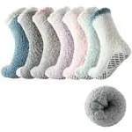 Fuzzy Socks With Grips for Women,7 Pairs Non Slip Hospital Socks Sleep Warm F...