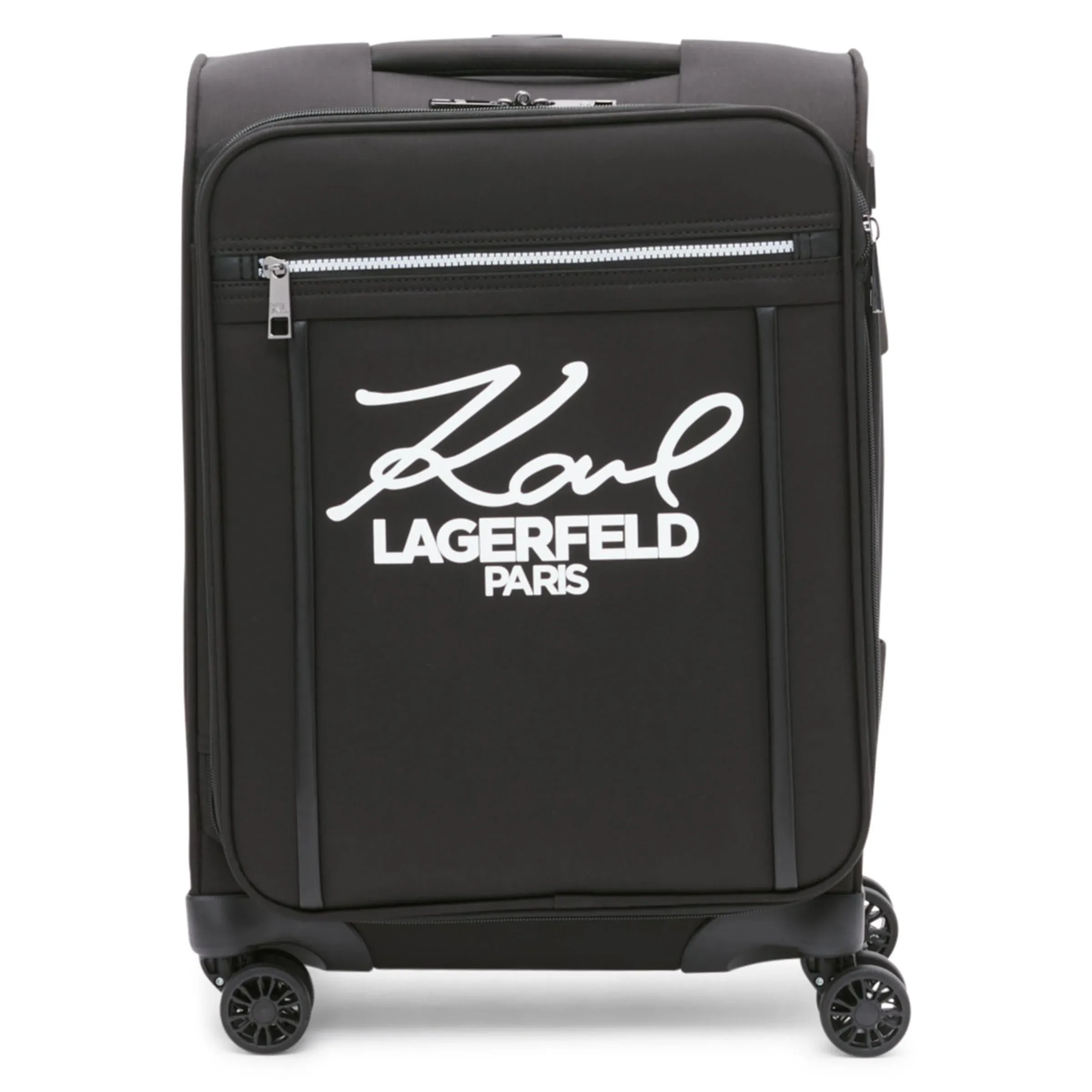 Karl Lagerfeld Paris Women&#039;s Small Upright Spinner Check in Suitcase, Black, ...