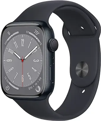 Apple Watch Series 8 [GPS 45mm] Smart Watch w/Midnight Aluminum Case with Midnight Sport Band - S/M. Fitness Tracker, Blood Oxygen & ECG Apps, Always-On Retina Display, Water Resistant