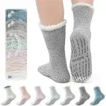 Fuzzy Socks With Grips for Women,7 Pairs Non Slip Hospital Socks Sleep Warm F...