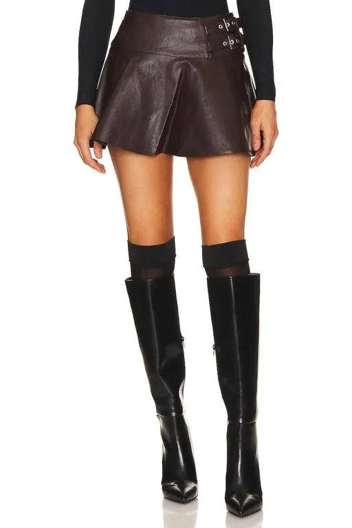 Weworewhat Faux Leather Buckle Mini Skort