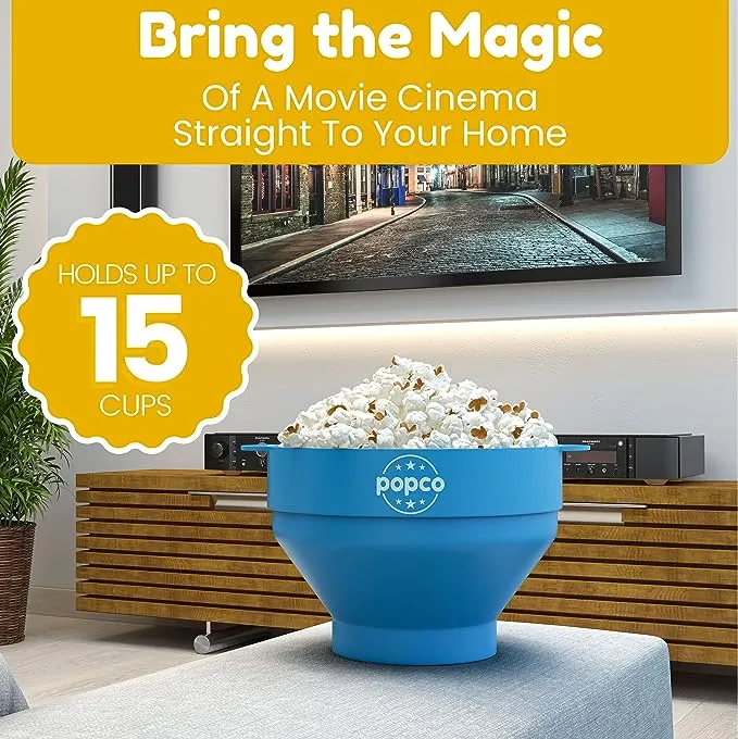 The Original Popco Silicone Microwave Popcorn Popper with Handles, Silicone Popcorn Maker, Collapsible Popcorn Bowls Bpa Free and Dishwasher Safe - 15 Colors Available (AQUA)The Original Popco Silicone Microwave Popcorn Popper…