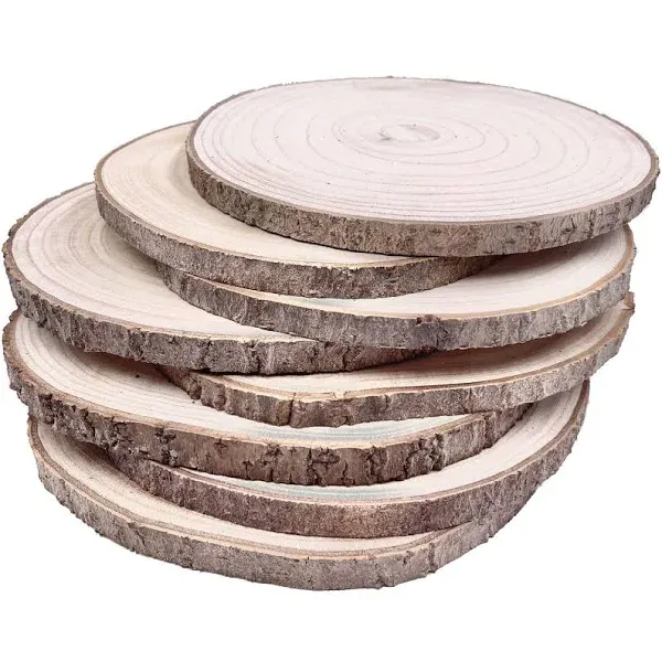 William Craft 8 Pcs 9-10 inches Large Unfinished Wood Slices for Centerpieces, Natural Rustic Wooden Plate for DIY Craft, Round Wood Chips for Table