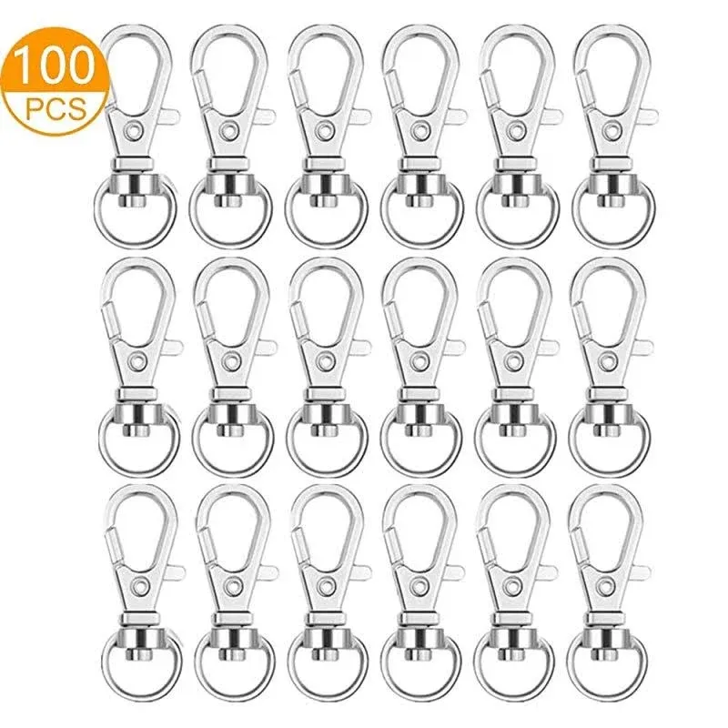 100PCS Key Chain Clip Hooks, Swivel Clasps Lanyard 1.4incnhes/100<wbr/>Pack silver