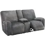 ULTICOR Reclining Loveseat with Middle Console Slipcover, 8-Piece Velvet Stretch Sofa Covers, 2 Seat Loveseat Recliner Cover, Th