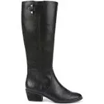 DR SCHOLLS Womens Black Strap Brilliance Almond Toe Block Heel Riding Boot 8 M