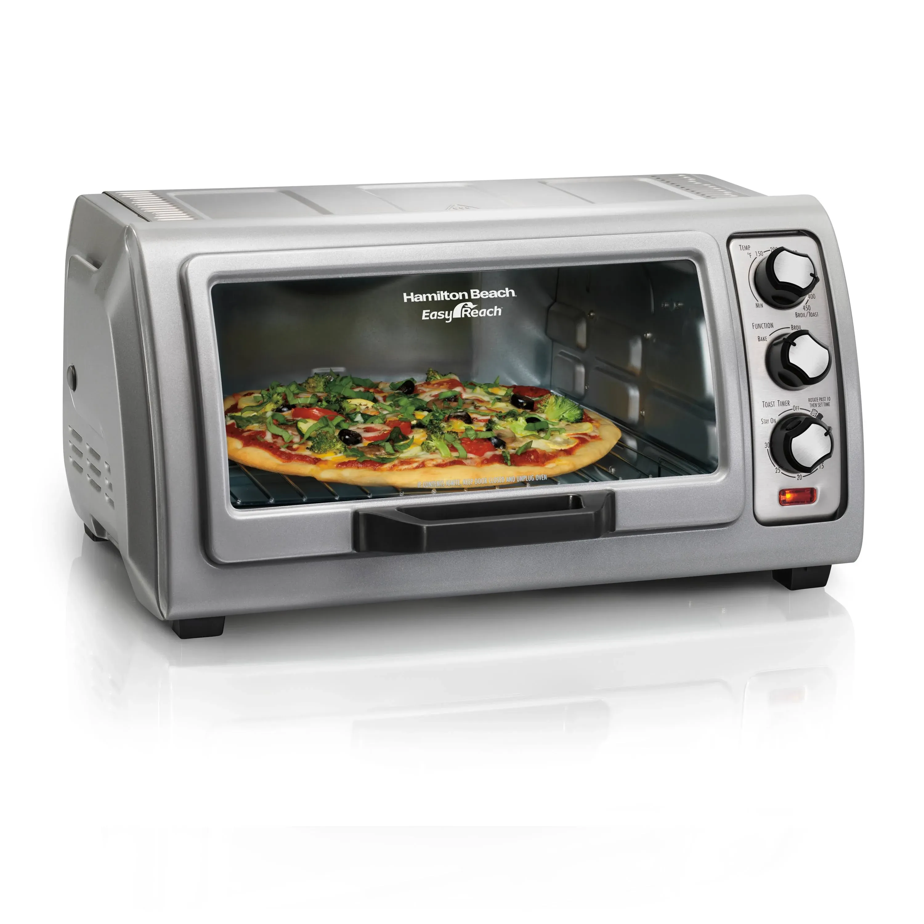 NEW Hamilton Beach Easy Reach Toaster Oven 6 Slice With Roll-Top Door