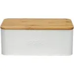 OUTSHINE White Bread Box for Kitchen Countertop, Bread Box with Cutting Board Lid, White Bread Box, Small Bread Box, Bread Bin, Bread Holder for Kitchen Counter