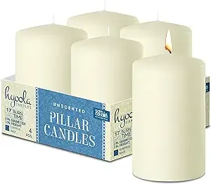 Hyoola Ivory Pillar Candles 2x3 inch - Unscented Pillar Candles - Set of 4 - EUR