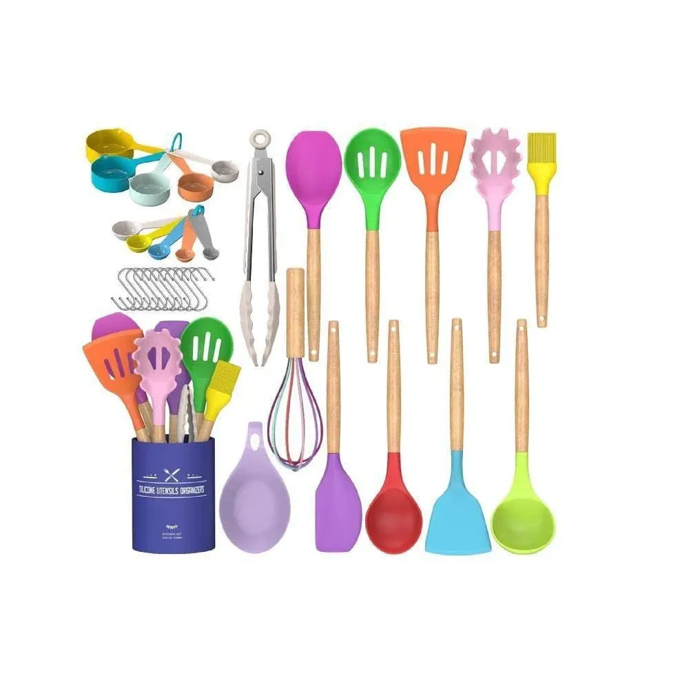 Kitchen Cooking Utensils Set, 33 Pcs Non-Stick Silicone Cooking Kitchen Utensils