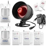 KERUI Standalone Home Office Shop Security Alarm System Kit,Wireless Loud Indoor/Outdoor Weatherproof Siren Horn with Remote Control and Door Contact Sensor,Motion Sensor,Up to 115db,NO WiFi/GSM/APP