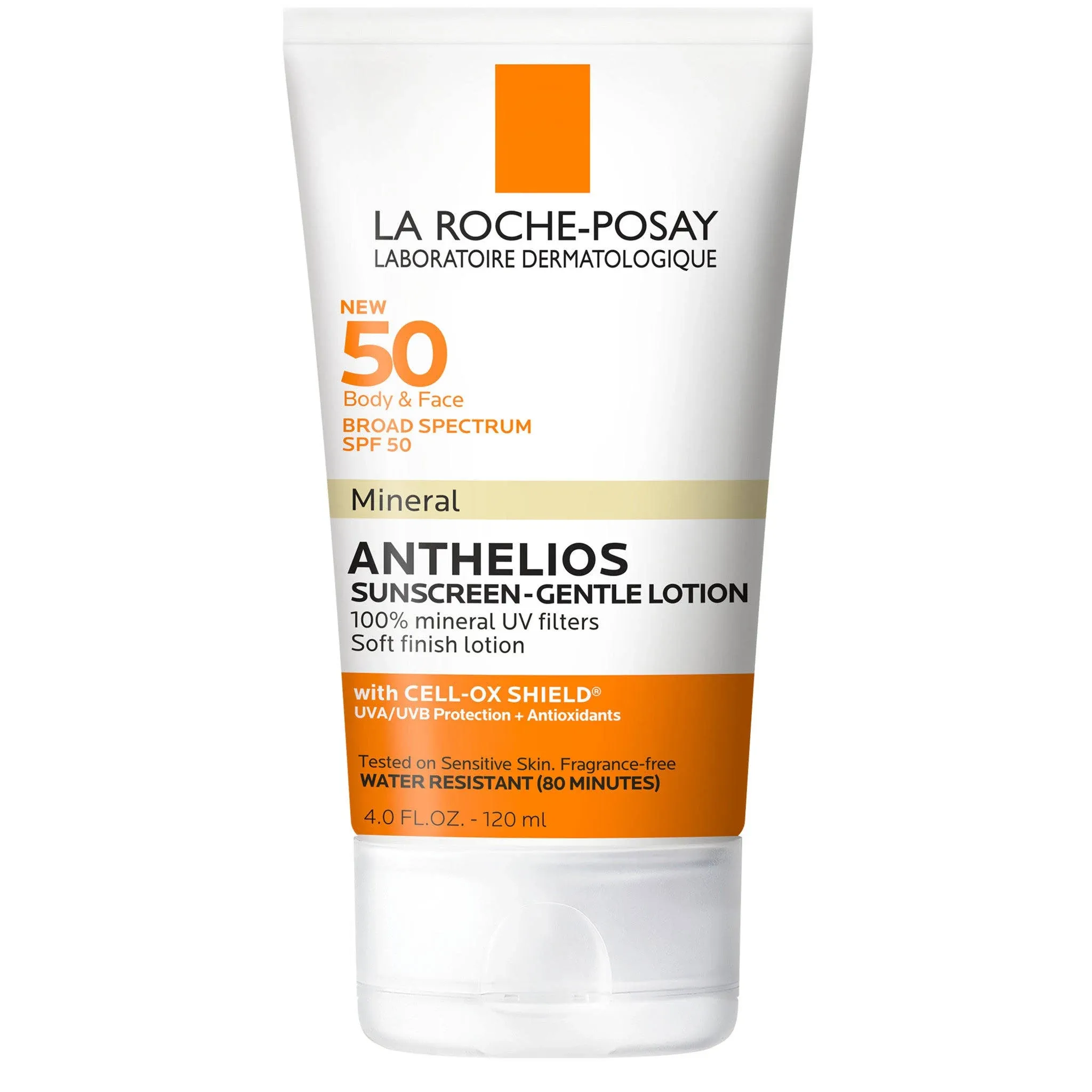 La Roche-Posay Anthelios Mineral Sunscreen Gentle Lotion Broad Spectrum SPF 50, Face and Body Sunscreen with Zinc Oxide and Titanium Dioxide, Oxybenzone & Octinoxate Free, Oil-Free